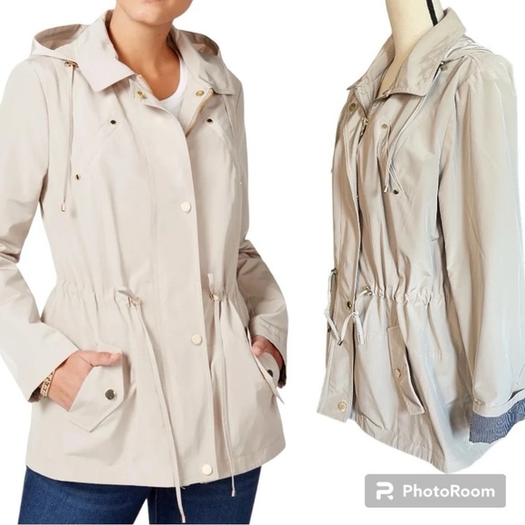 Charter Club Jacket Rain Coat Water Resistant Anorak Drawstring Waist Full Zip - Picture 3 of 9